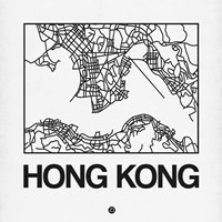 White Map of Hong Kong Fine Art Print