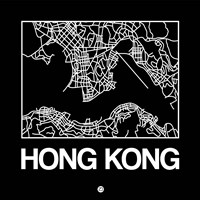 Black Map of Hong Kong Fine Art Print