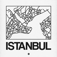 White Map of Istanbul Fine Art Print