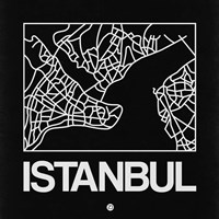 Black Map of Istanbul Fine Art Print