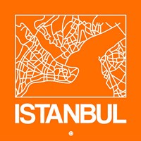 Orange Map of Istanbul Fine Art Print