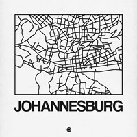 White Map of Johannesburg Fine Art Print