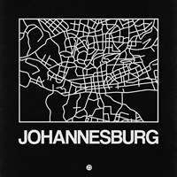Black Map of Johannesburg Fine Art Print