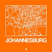 Orange Map of Johannesburg Fine Art Print