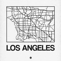 White Map of Los Angeles Fine Art Print