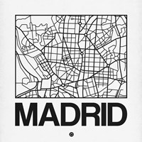 White Map of Madrid Fine Art Print
