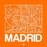 Orange Map of Madrid Fine Art Print
