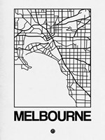 White Map of Melbourne Fine Art Print