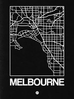 Black Map of Melbourne Fine Art Print