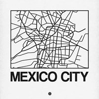 White Map of Mexico City Fine Art Print