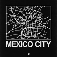 Black Map of Mexico City Fine Art Print