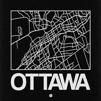 Black Map of Ottawa Fine Art Print
