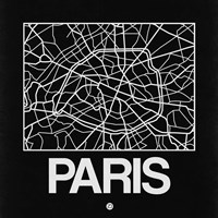 Black Map of Paris Fine Art Print