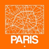 Orange Map of Paris Fine Art Print