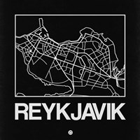 Black Map of Reykjavik Fine Art Print