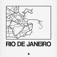 White Map of Rio De Janeiro Fine Art Print