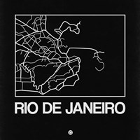 Black Map of Rio De Janeiro Fine Art Print