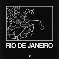 Black Map of Rio De Janeiro Fine Art Print