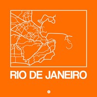 Orange Map of Rio De Janeiro Fine Art Print