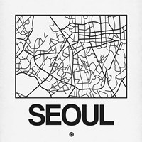 White Map of Seoul Fine Art Print
