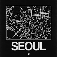 Black Map of Seoul Fine Art Print