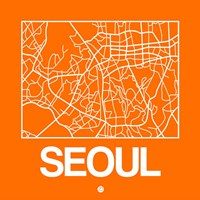 Orange Map of Seoul Fine Art Print