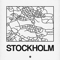 White Map of Stockholm Fine Art Print
