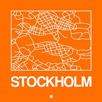 Orange Map of Stockholm Fine Art Print