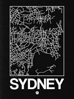 Black Map of Sydney Fine Art Print