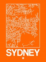 Orange Map of Sydney Fine Art Print