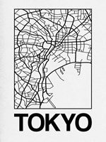 White Map of Tokyo Fine Art Print