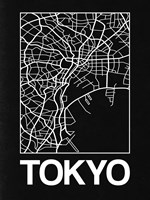 Black Map of Tokyo Fine Art Print