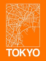 Orange Map of Tokyo Fine Art Print