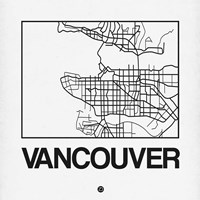 White Map of Vancouver Fine Art Print