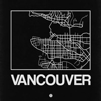 Black Map of Vancouver Fine Art Print