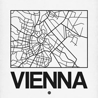 White Map of Vienna Fine Art Print