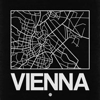 Black Map of Vienna Fine Art Print