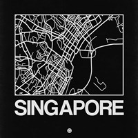 Black Map of Singapore Fine Art Print