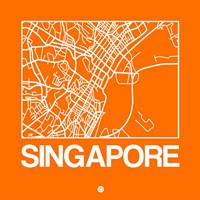 Orange Map of Singapore Fine Art Print