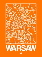 Orange Map of Warsaw Fine Art Print