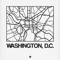 White Map of Washington, D.C. Fine Art Print