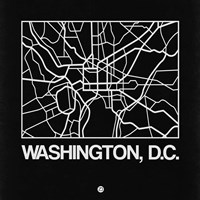Black Map of Washington, D.C. Fine Art Print
