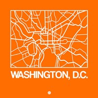 Orange Map of Washington, D.C. Fine Art Print