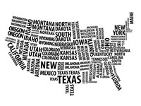Typography USA Map Fine Art Print