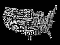 Typography USA Map Fine Art Print