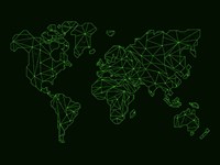 World Map Green Wire Fine Art Print
