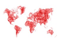 World Map Red Drawing Fine Art Print