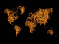 World Map Orange Drawing Fine Art Print