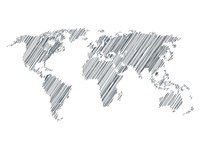 Pencile Scribble World Map 1 Fine Art Print