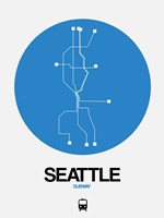 Seattle Blue Subway Map Fine Art Print